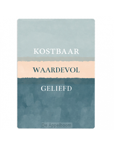 Cadeaubord kostbaar waardevol geliefd