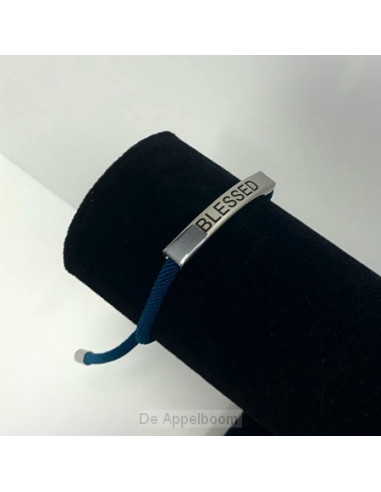 Touwarmband blessed blauw