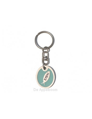 Oval keyring with fish symbol