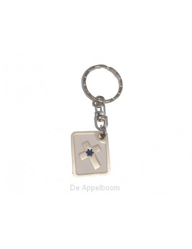 Rectangular keyring with cross symbol