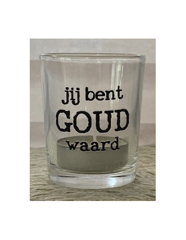 Theelichtje met geurkaars Jij bent goud