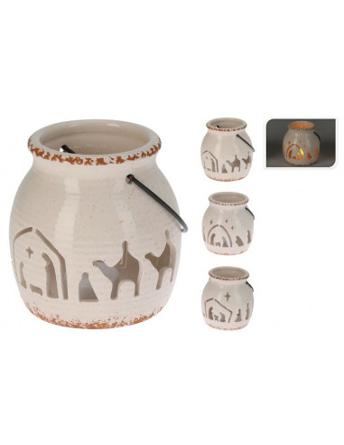 Lantern Dolomite 15cm Nativity design as