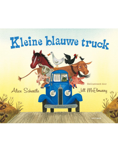 Kleine blauwe truck kartonboek