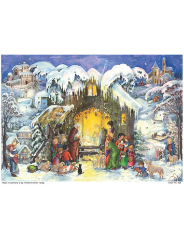 Advents Card & Envelope Nativity/Snow