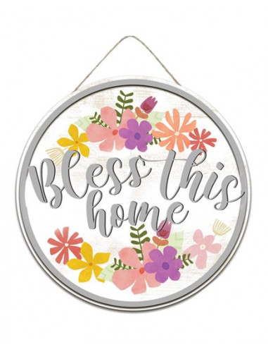 Round wallplaque Bless this home 30,5cm