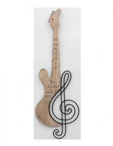 Wall Art Guitar Worship the Lord 53x18cm