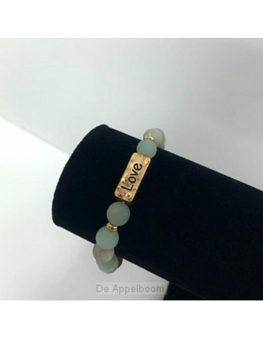 Armband natuursteen love groen gemeleerd