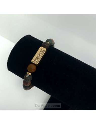 Armband natuursteen blessed donkerbruin