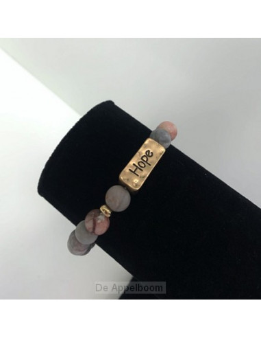 Armband natuursteen hope rose/grijs