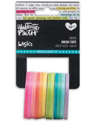 Highlight it Washi tape - 3 mm- 12 rolls