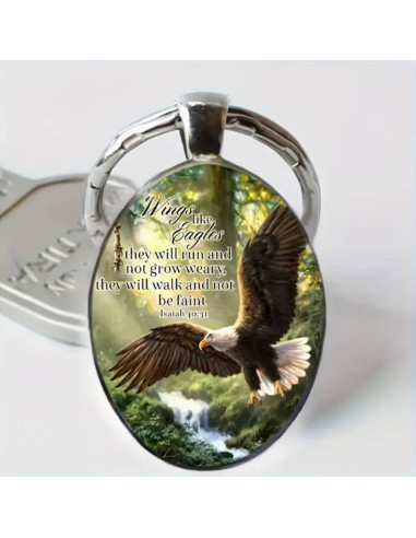 Keyring metal/epoxy Eagle  Isaiah 40:31