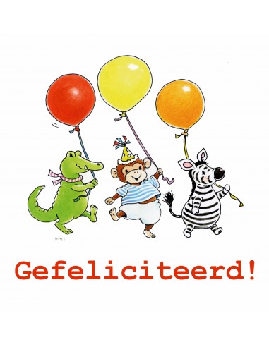 Dubbele kaart 12x12 gefeliciteerd balonn