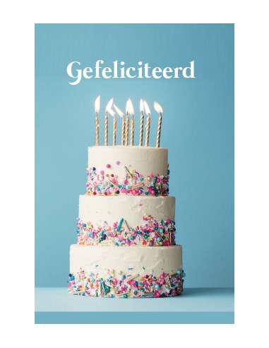 Wenskaart gefeliciteerd taart